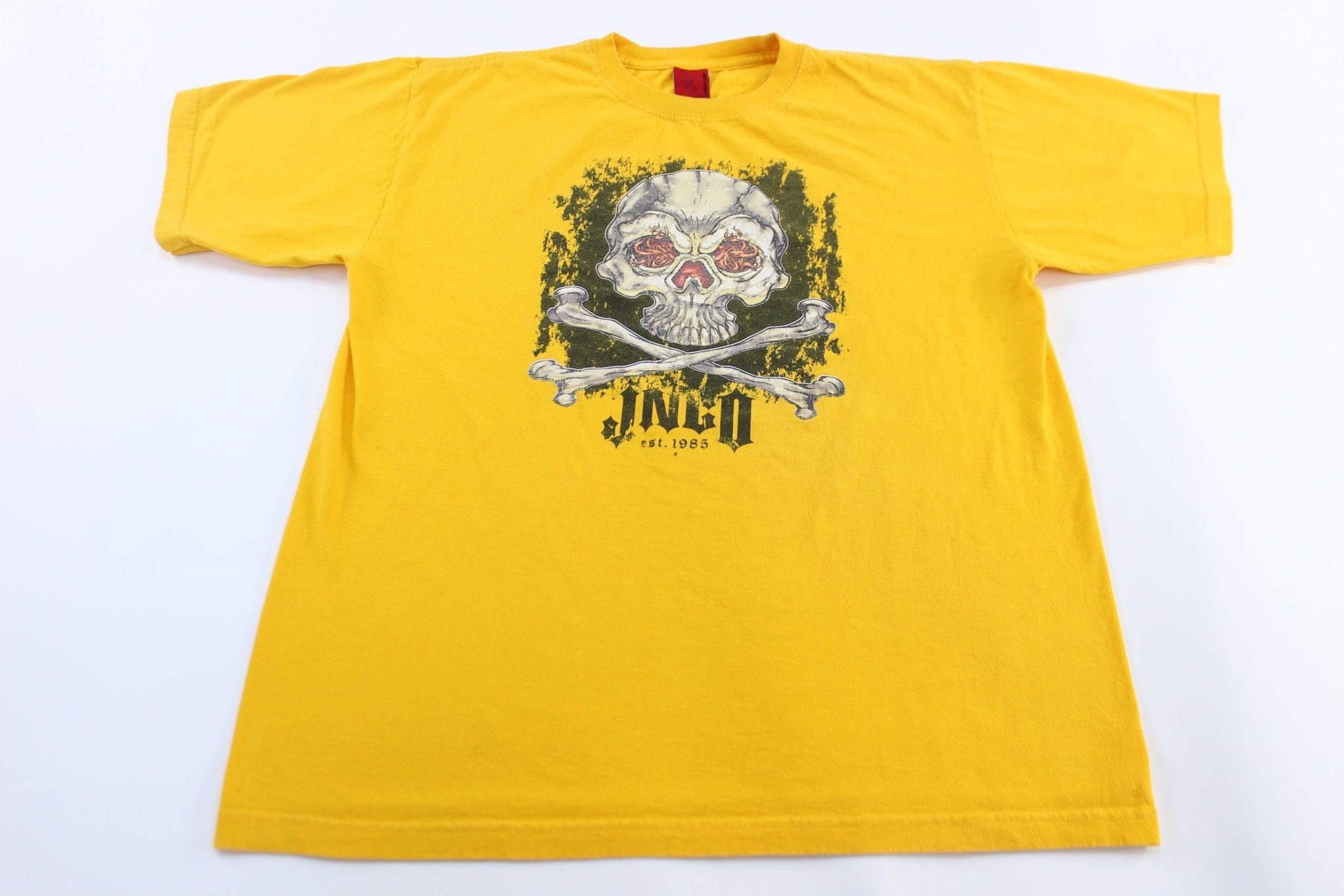Y2K JNCO Jeans Skull Graphic T-Shirt - ThriftedThreads.com