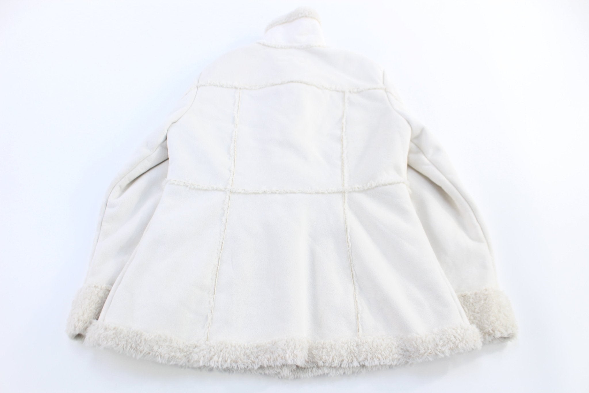 Y2K Mudd Fluffy White Suede Coat - Jacket - Thrifted Threads