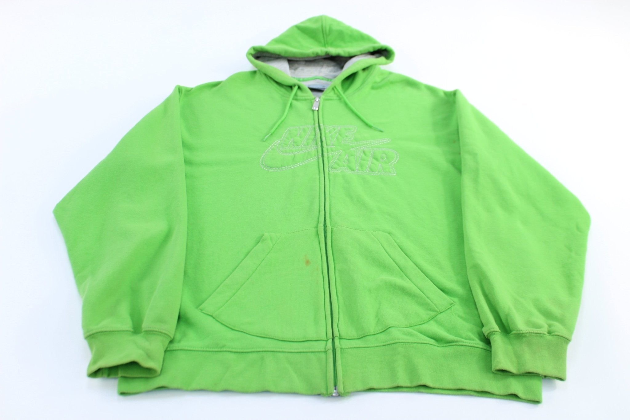 Y2K Nike Air Embroidered Logo Green Full Zip Hoodie - Jackets - Thrifted Threads