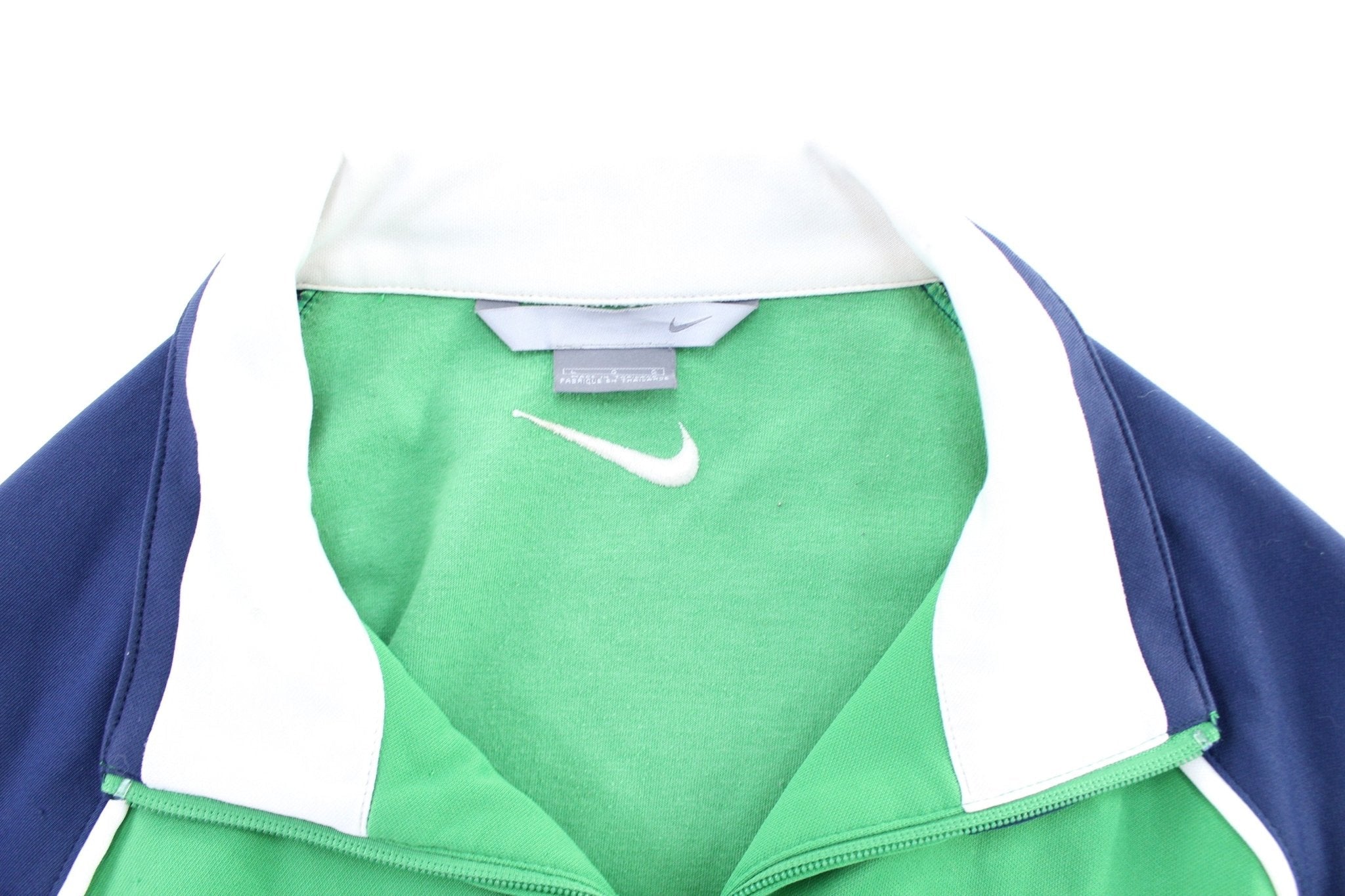 Y2K Nike Embroidered Logo Blue & Green Track Jacket - Jacket - Thrifted Threads