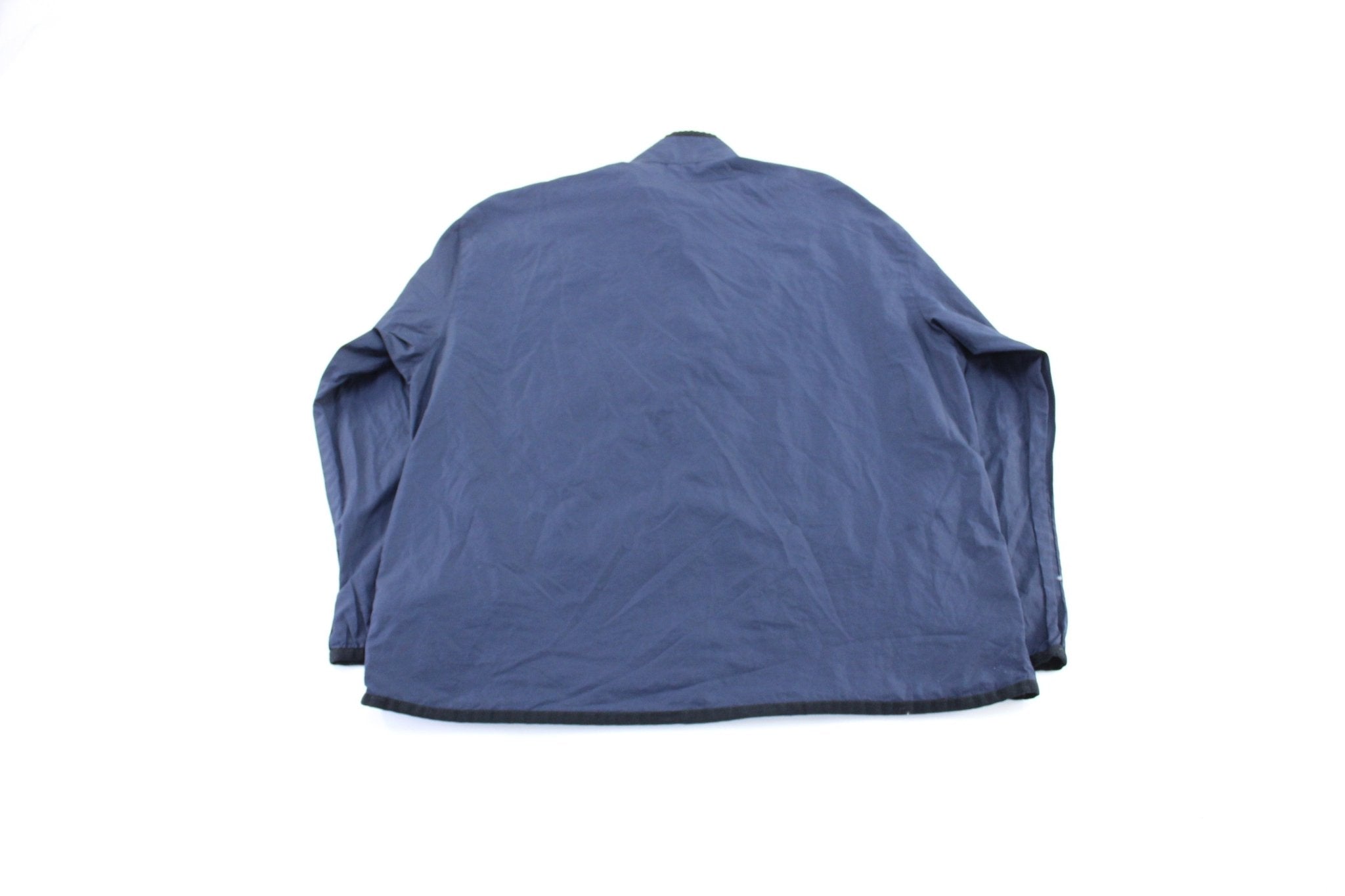 Y2K Nike Embroidered Logo Navy Blue & Black Pullover Jacket - ThriftedThreads.com