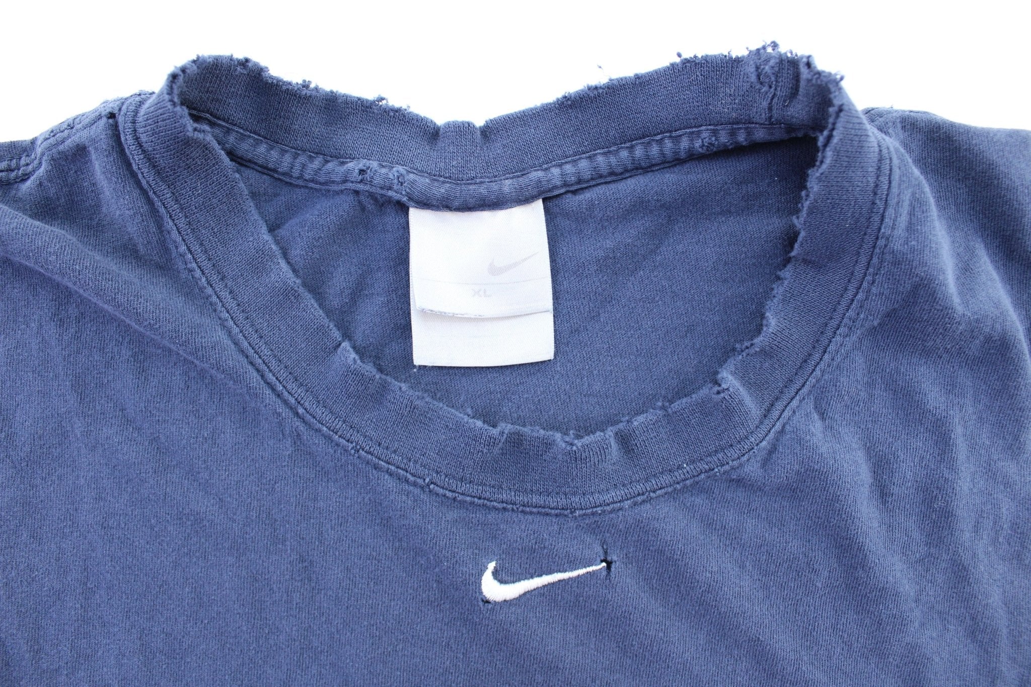 Y2K Nike Embroidered Logo Navy Blue Tank Top - ThriftedThreads.com