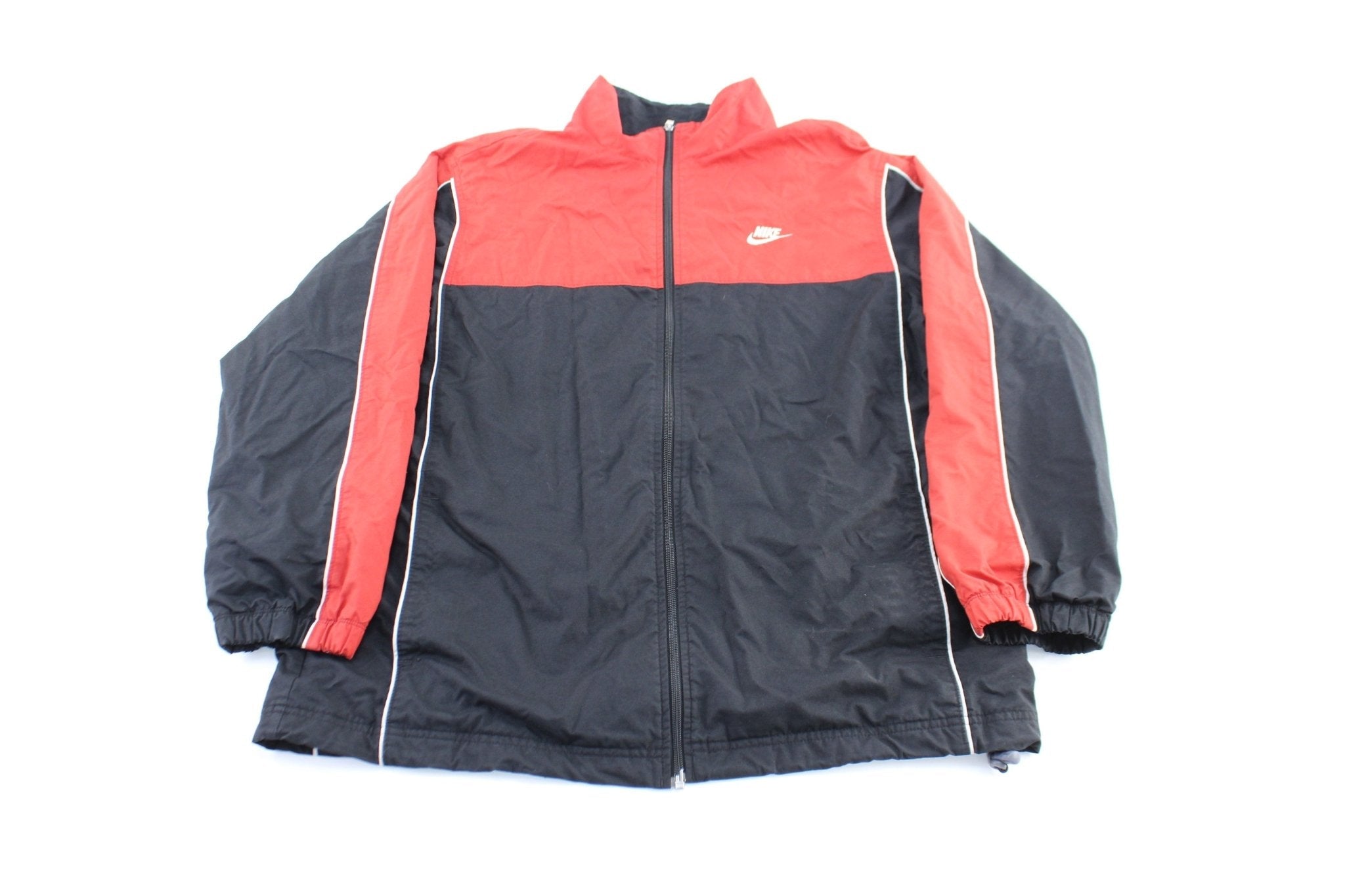 Y2K Nike Embroidered Logo Red & Black Zip Up Jacket - Jacket - Thrifted Threads