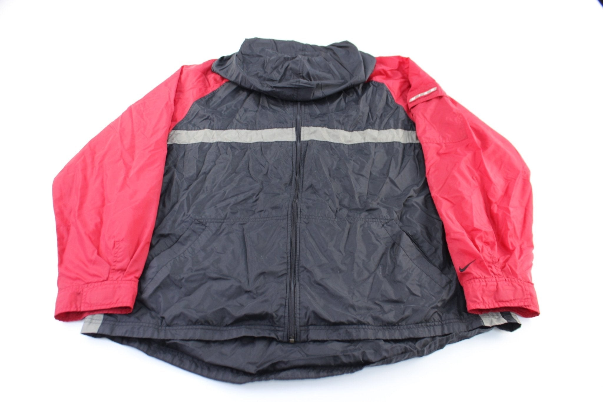 Y2K Nike Embroidered Logo Red & Black Zip Up Jacket - Jackets - Thrifted Threads