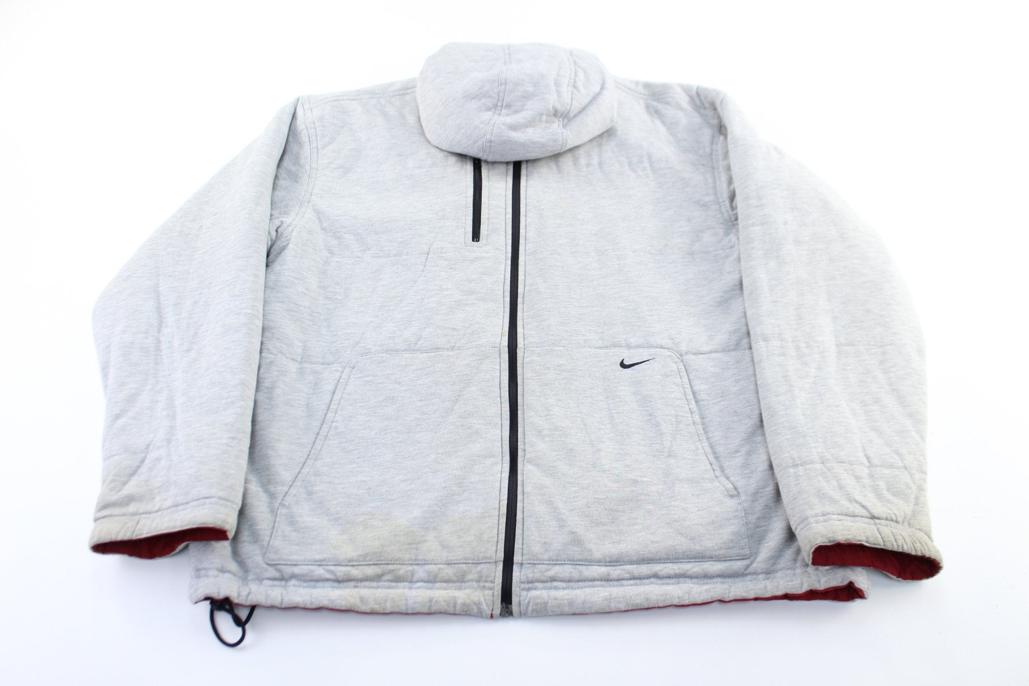 Y2K Nike Embroidered Logo Red & Grey Reversible Zip Up Jacket - ThriftedThreads.com