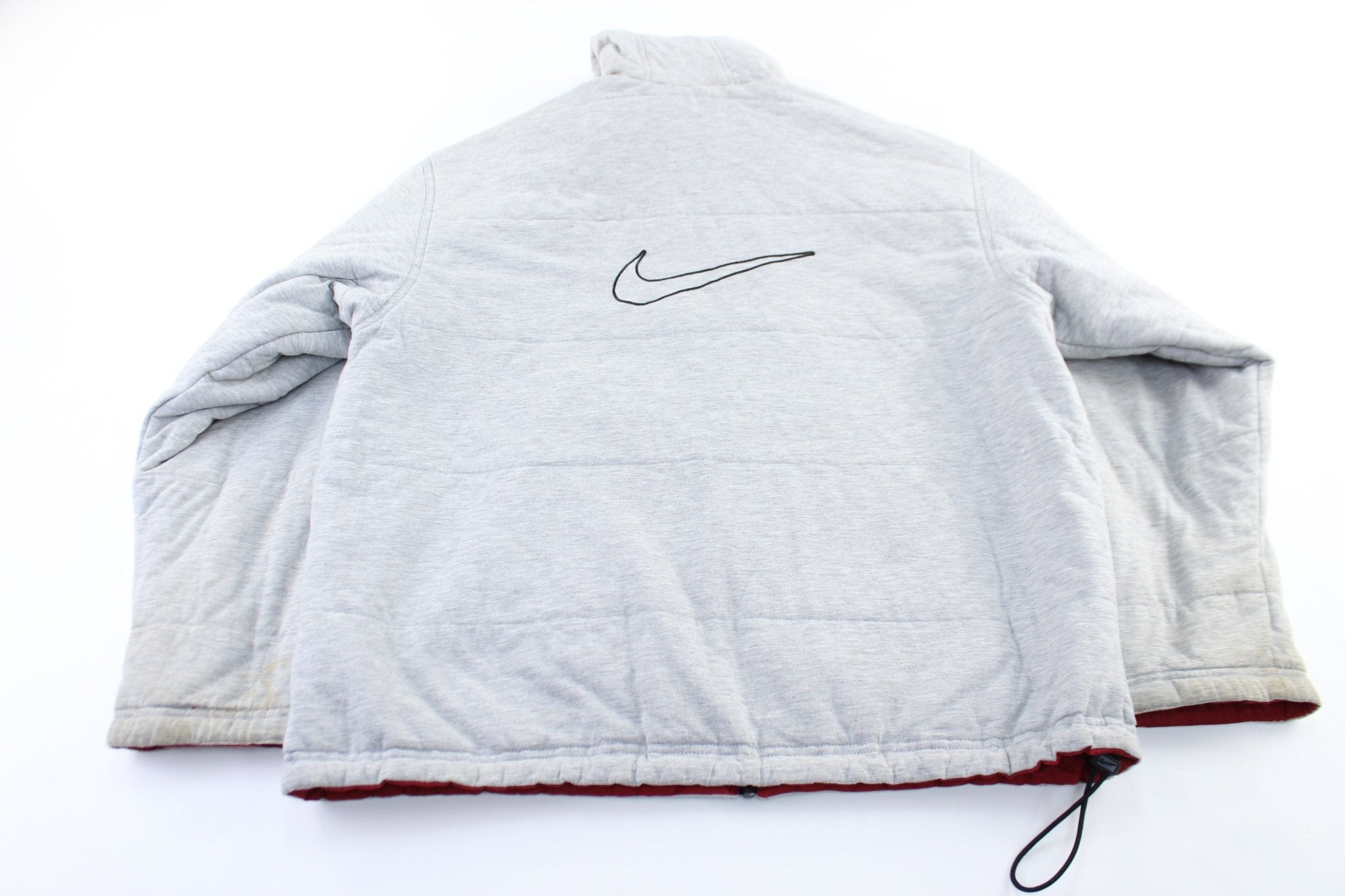 Y2K Nike Embroidered Logo Red & Grey Reversible Zip Up Jacket - ThriftedThreads.com