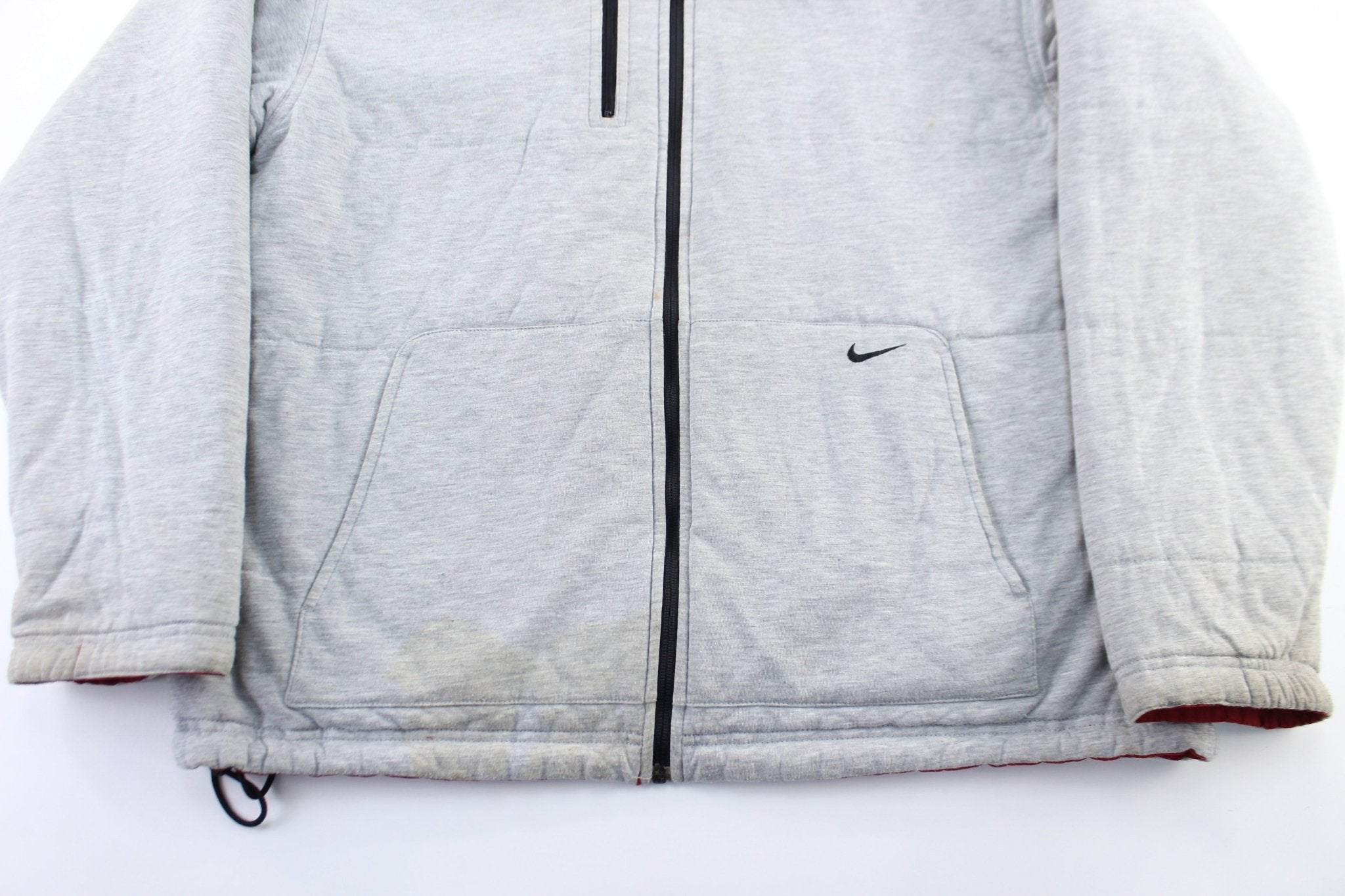 Y2K Nike Embroidered Logo Red & Grey Reversible Zip Up Jacket - ThriftedThreads.com