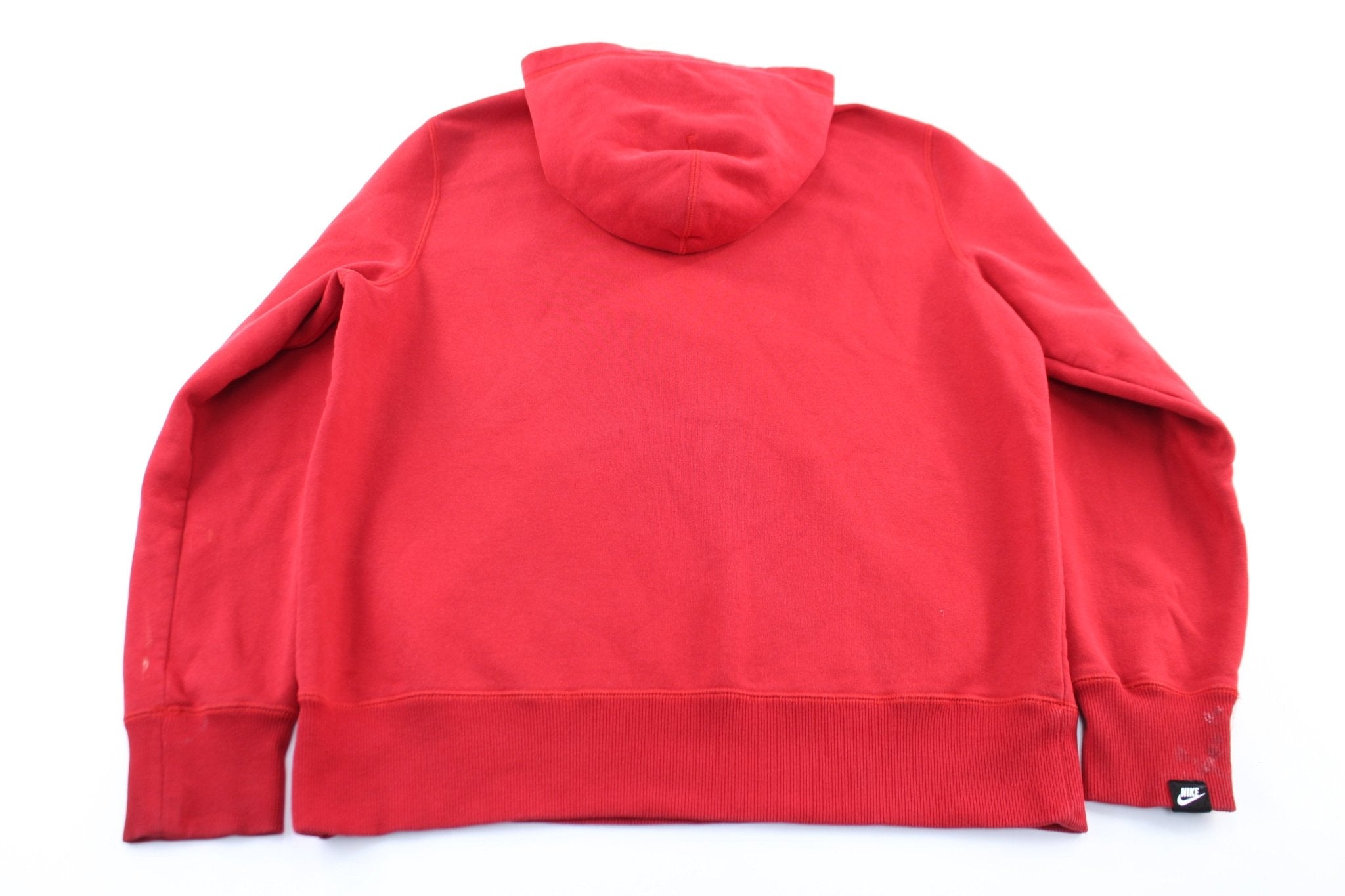 Y2K Nike Embroidered Logo Red Pullover Hoodie - ThriftedThreads.com