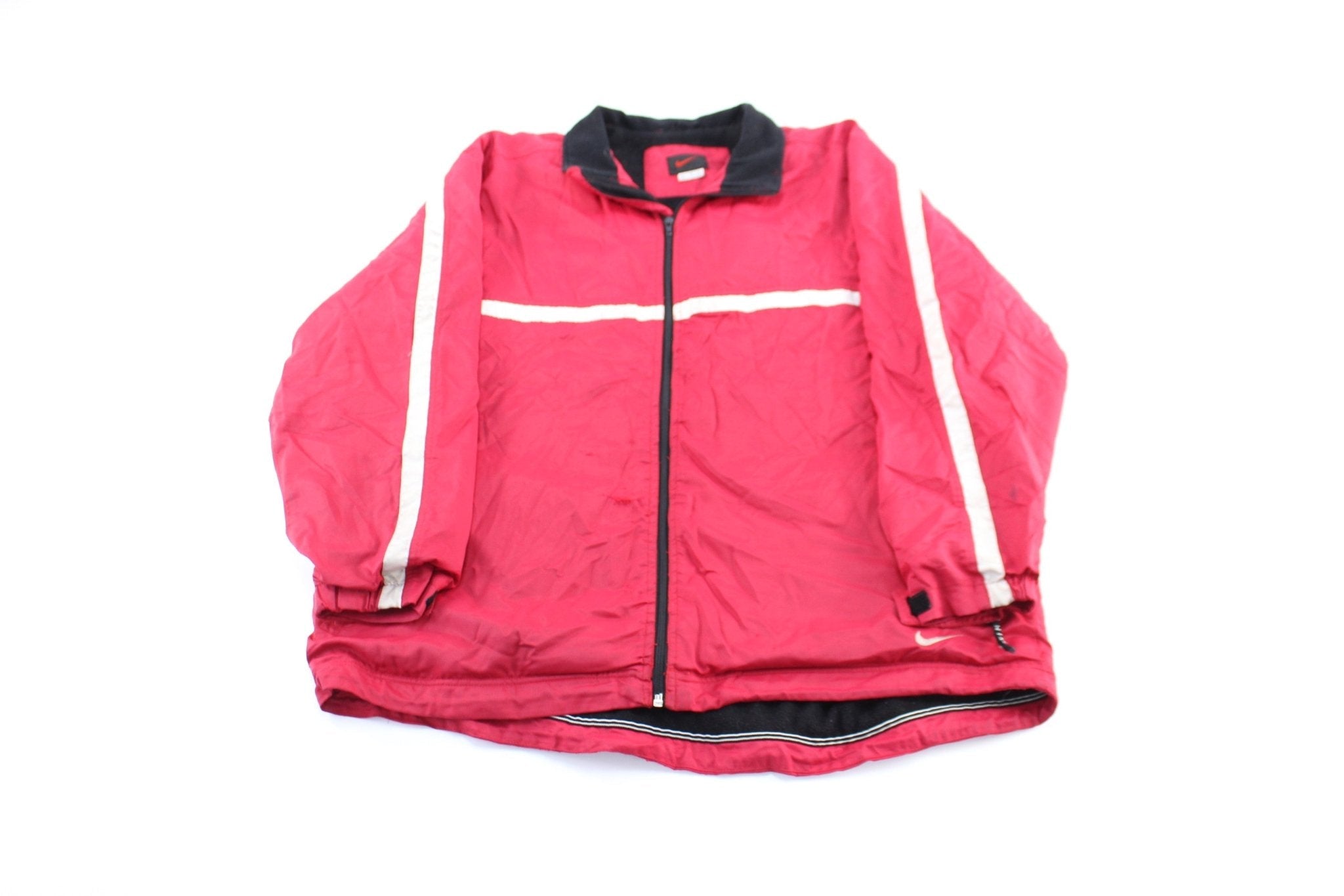 Y2K Nike Embroidered Logo Red & White Zip Up Jacket - Jacket - Thrifted Threads