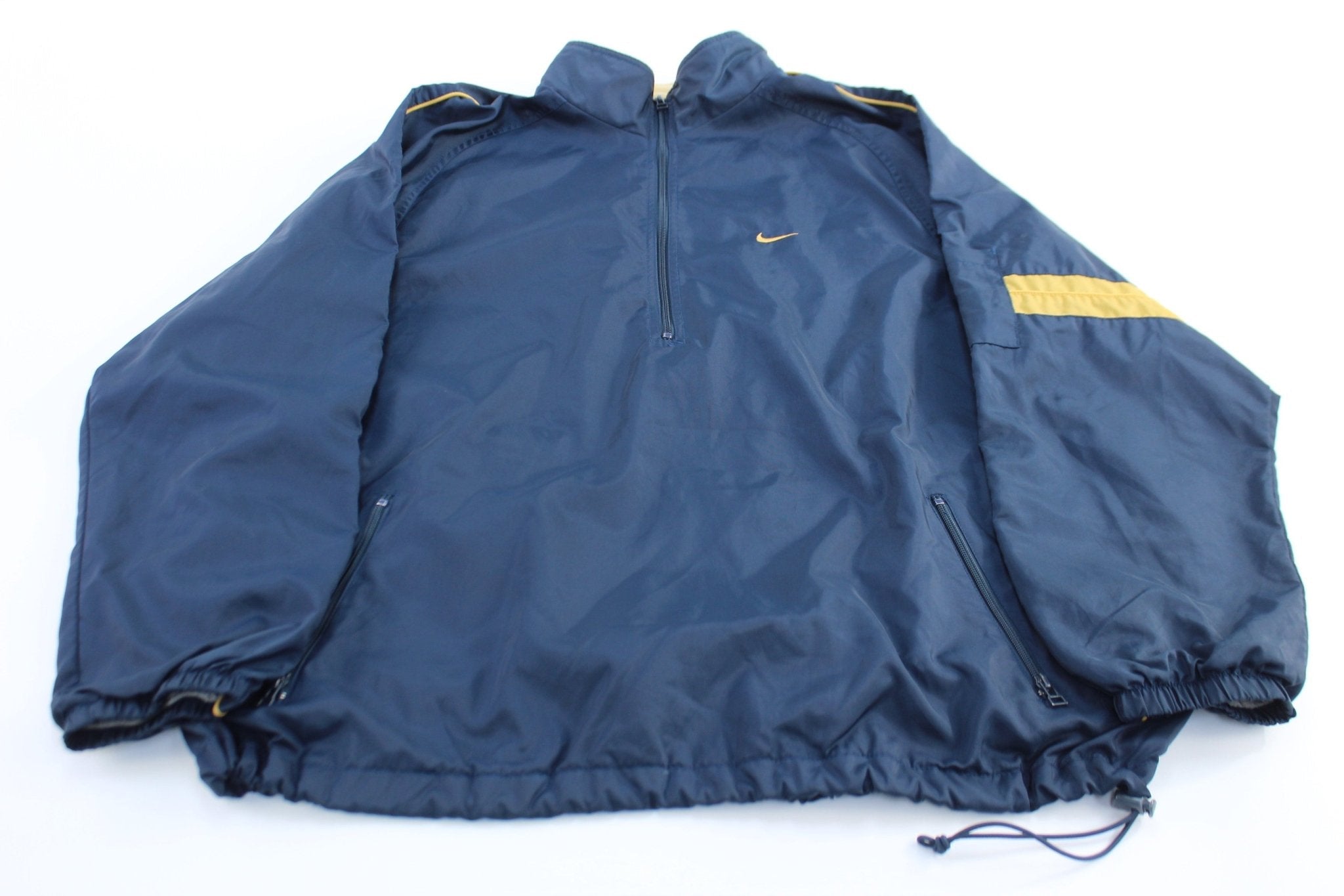 Y2K Nike Embroidered Swoosh Logo Blue & Gold Pullover Jacket - Jackets - Thrifted Threads