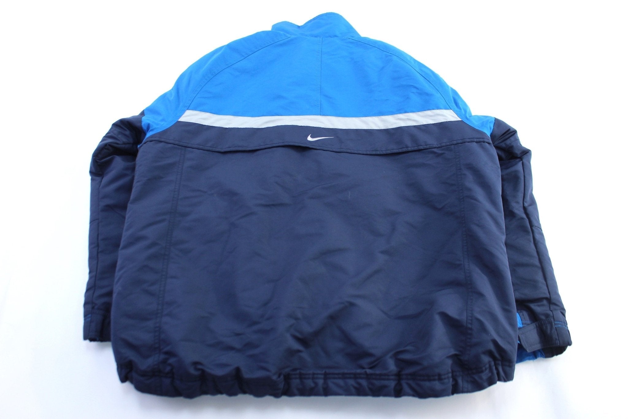 Y2K Nike Embroidered Swoosh Logo Blue & Grey Zip Up Jacket - Jacket - Thrifted Threads