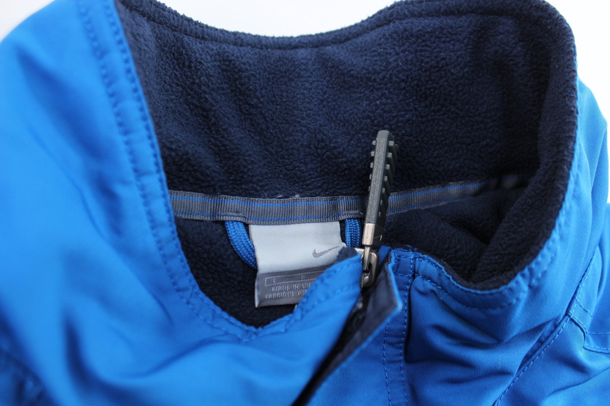 Y2K Nike Embroidered Swoosh Logo Blue & Grey Zip Up Jacket - Jacket - Thrifted Threads
