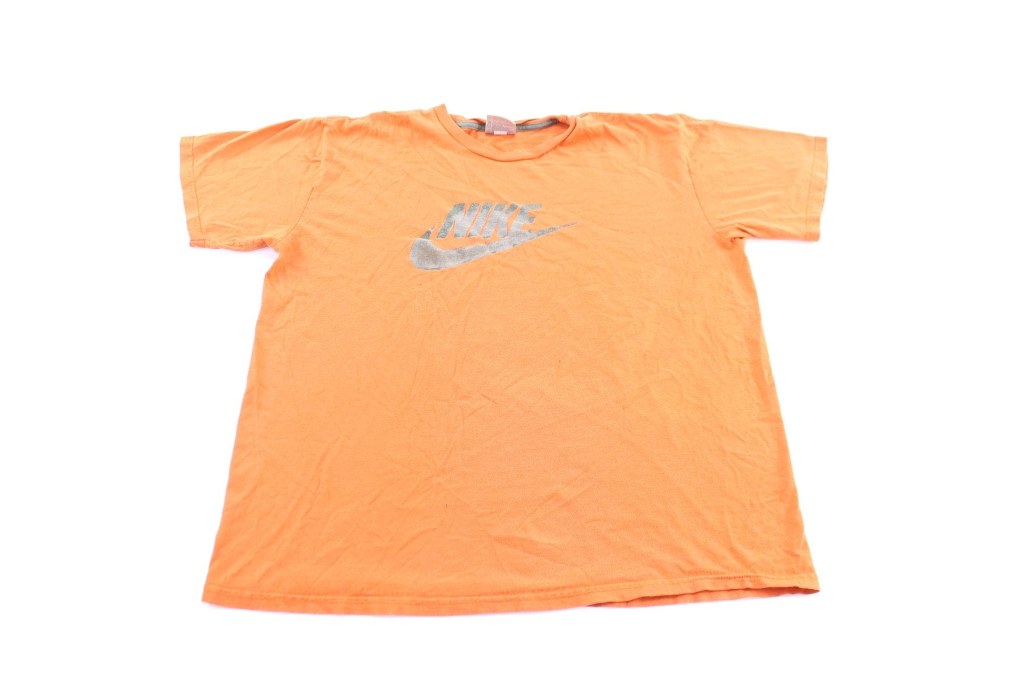Y2K Nike Logo Orange & Grey T-Shirt - T-Shirt - Thrifted Threads