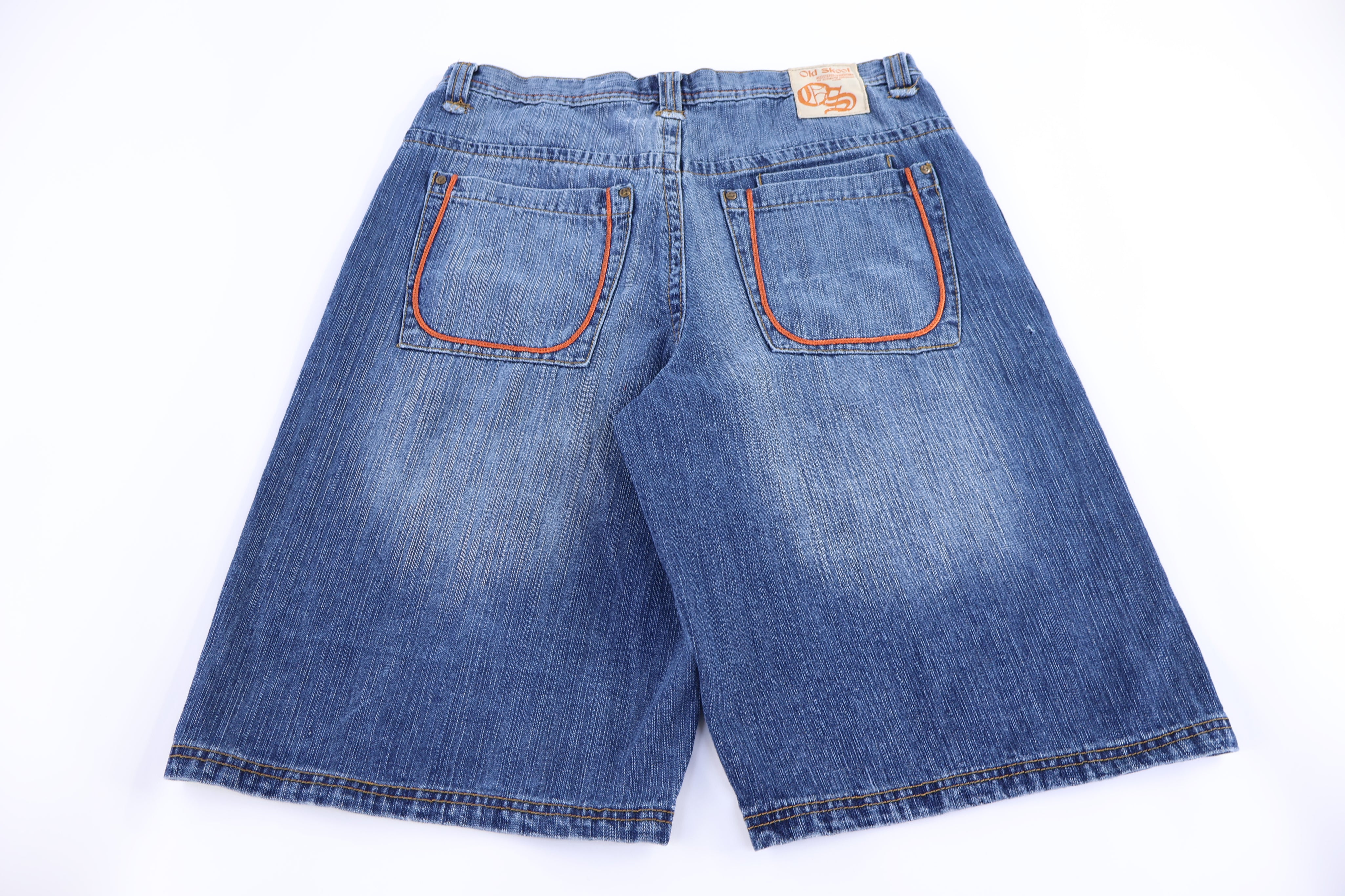 Y2K Old Skool Dark Wash Denim Shorts - Pants/Shorts - Thrifted Threads