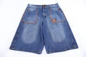 Y2K Old Skool Dark Wash Denim Shorts - Pants/Shorts - Thrifted Threads