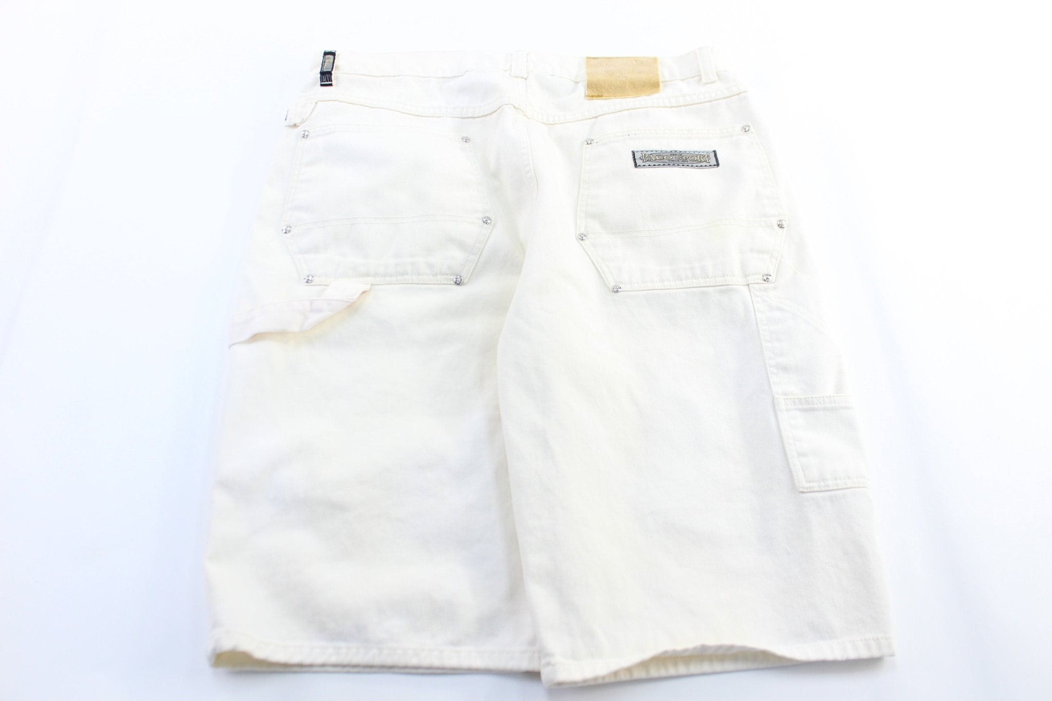 Y2K Paco Sport White Wash Shorts - ThriftedThreads.com