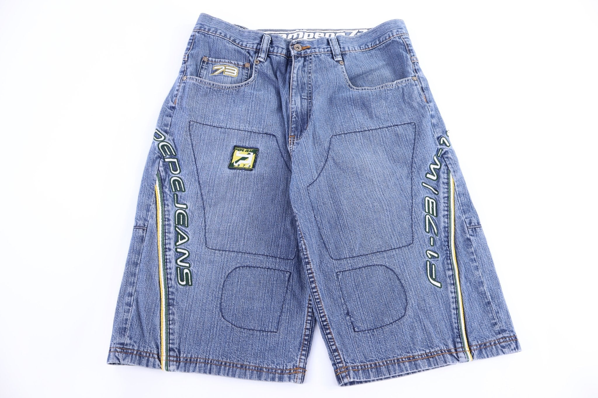 Y2K Pepe Performance Embroidered Denim Shorts - Pants/Shorts - Thrifted Threads