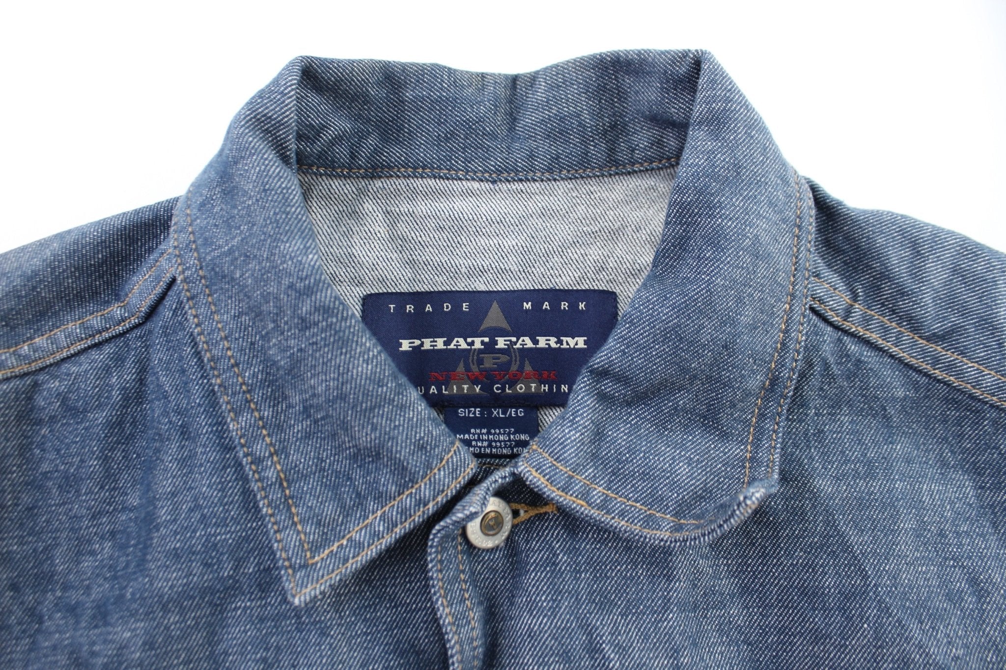 Y2K Phat Farm Embroidered Button Fly Denim Jacket - ThriftedThreads.com