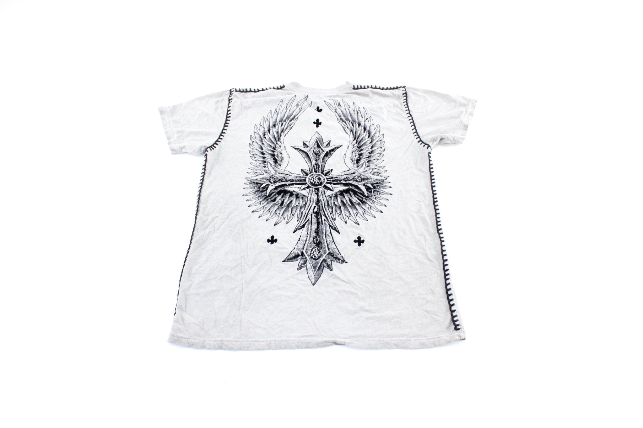 Y2K Rae State Cross Graphic T-Shirt - ThriftedThreads.com