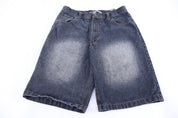 Y2K Raiders Dark Wash Denim Shorts - Thrifted Threads