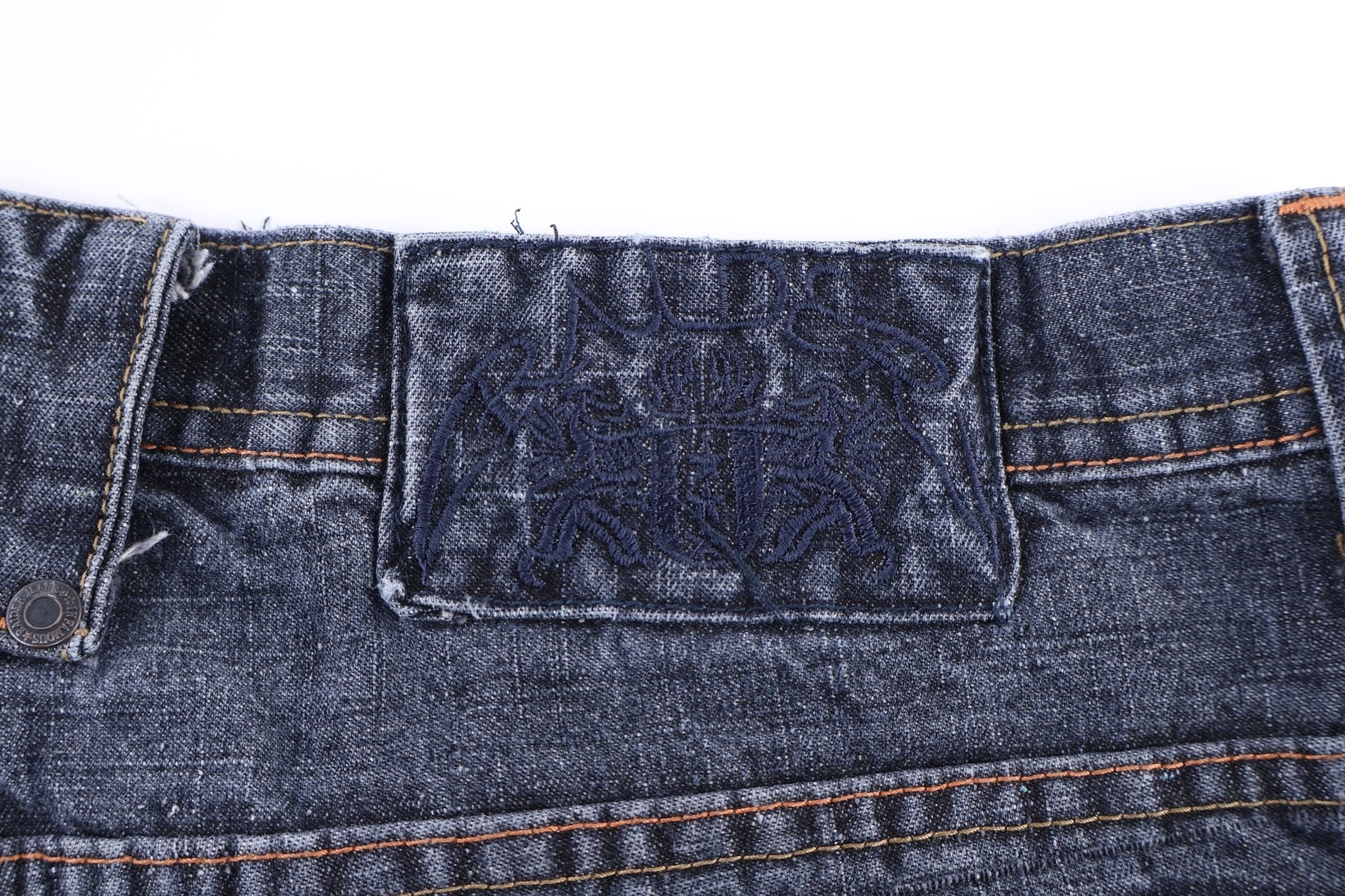 Y2K Raiders Dark Wash Denim Shorts - Thrifted Threads