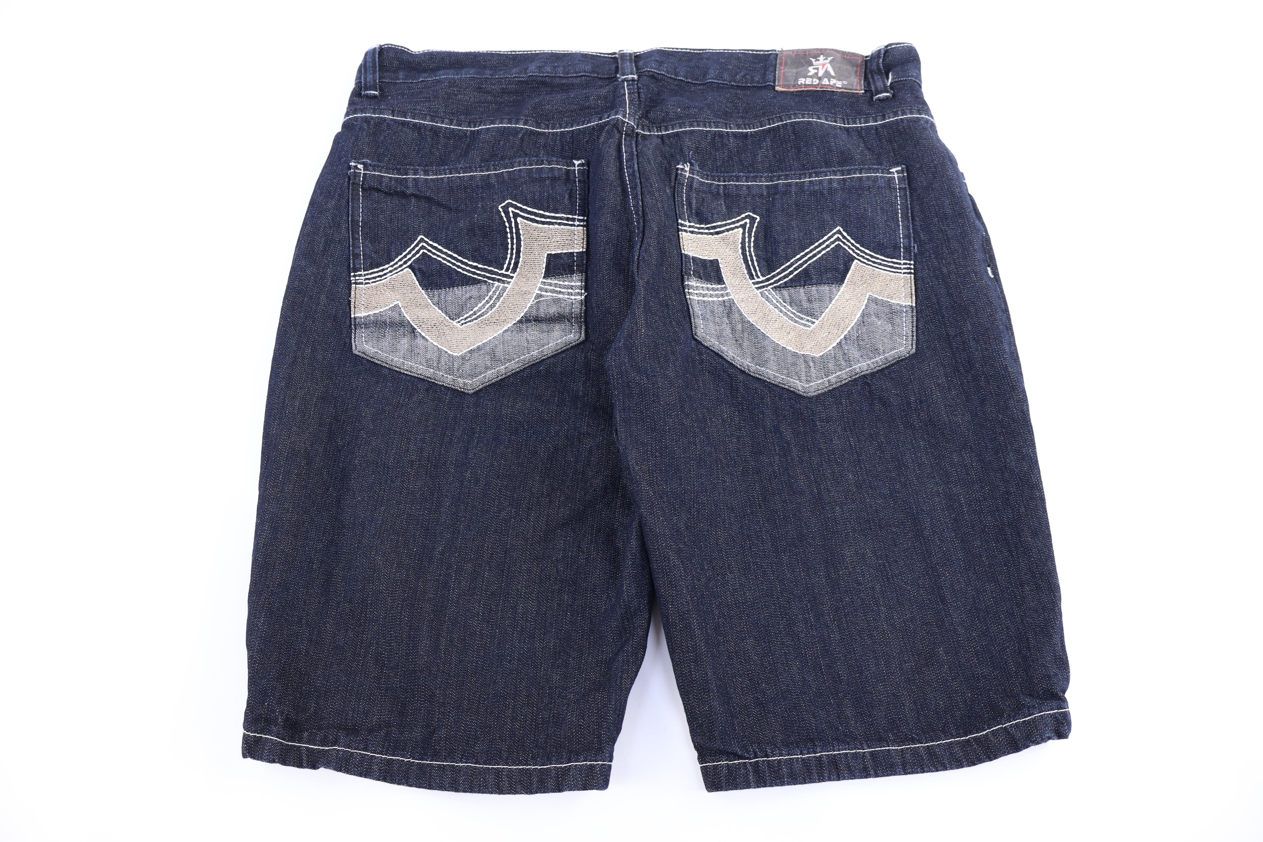 Y2K Red Ape Dark Wash Denim Shorts - Pants/Shorts - Thrifted Threads