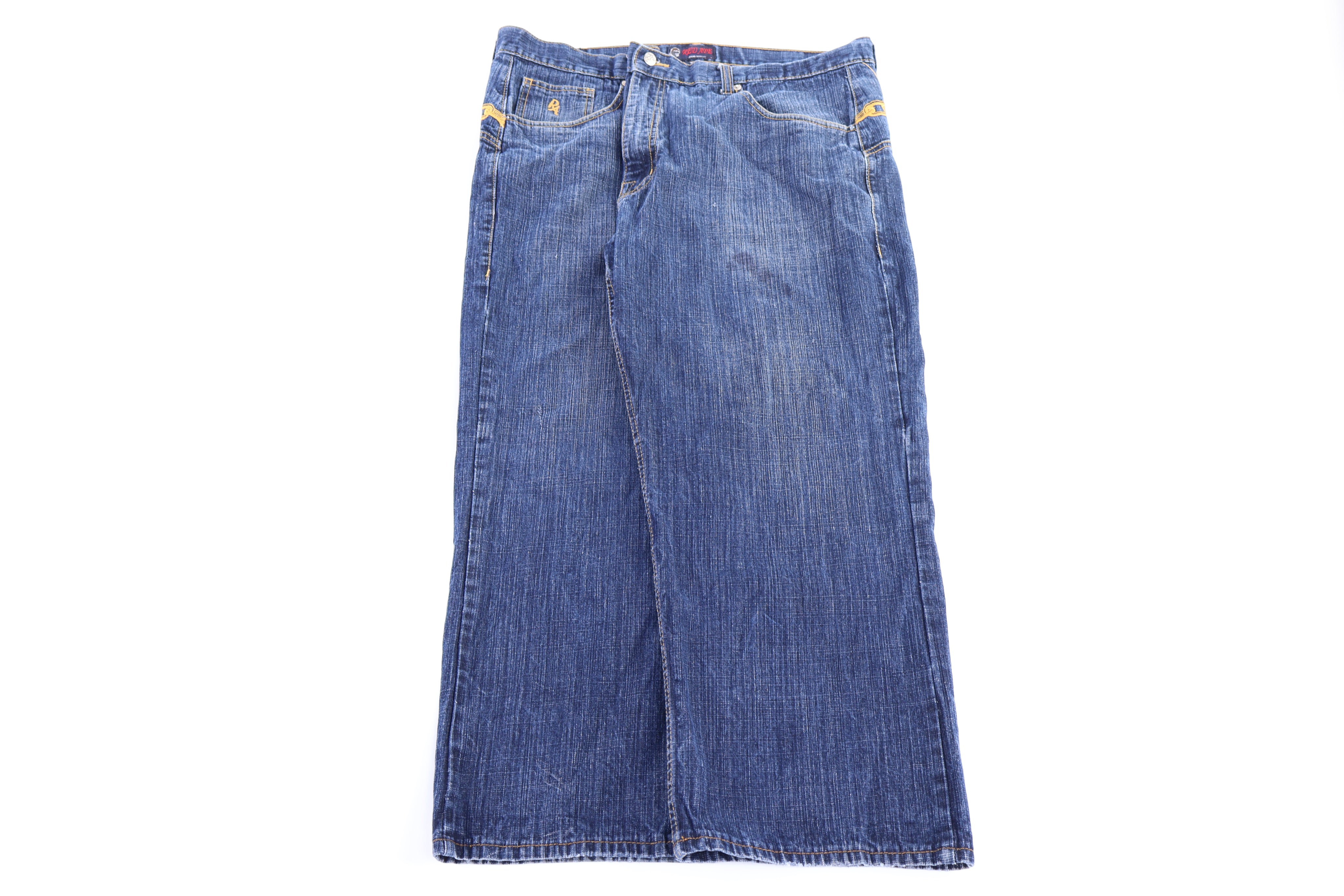 Y2K Red Ape Dark Wash Embroidered Denim Jeans - Pants - Thrifted Threads