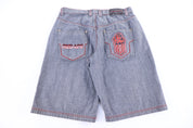 Y2K Red Ape Grey Denim Shorts - Pants/Shorts - Thrifted Threads