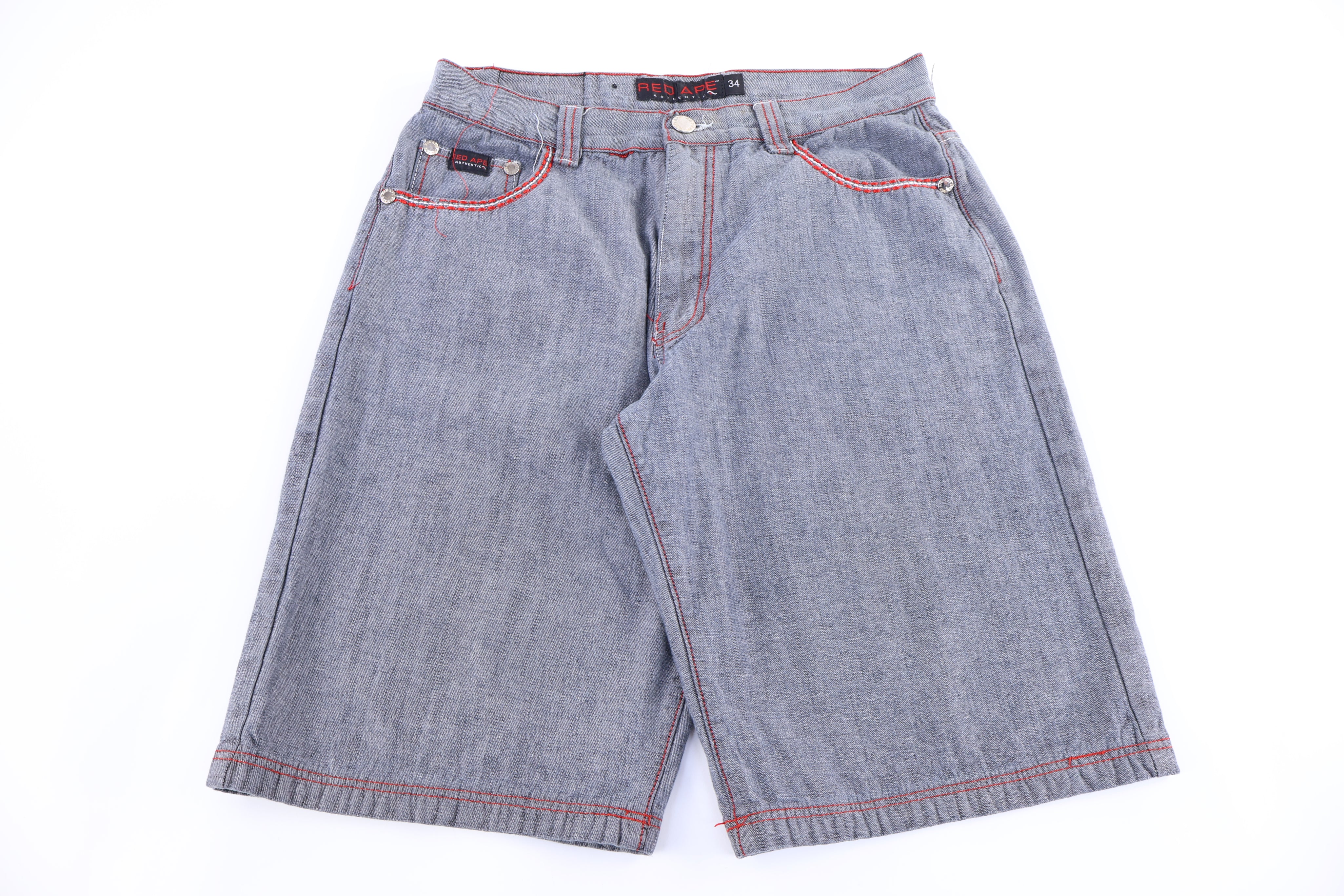 Y2K Red Ape Grey Denim Shorts - Pants/Shorts - Thrifted Threads