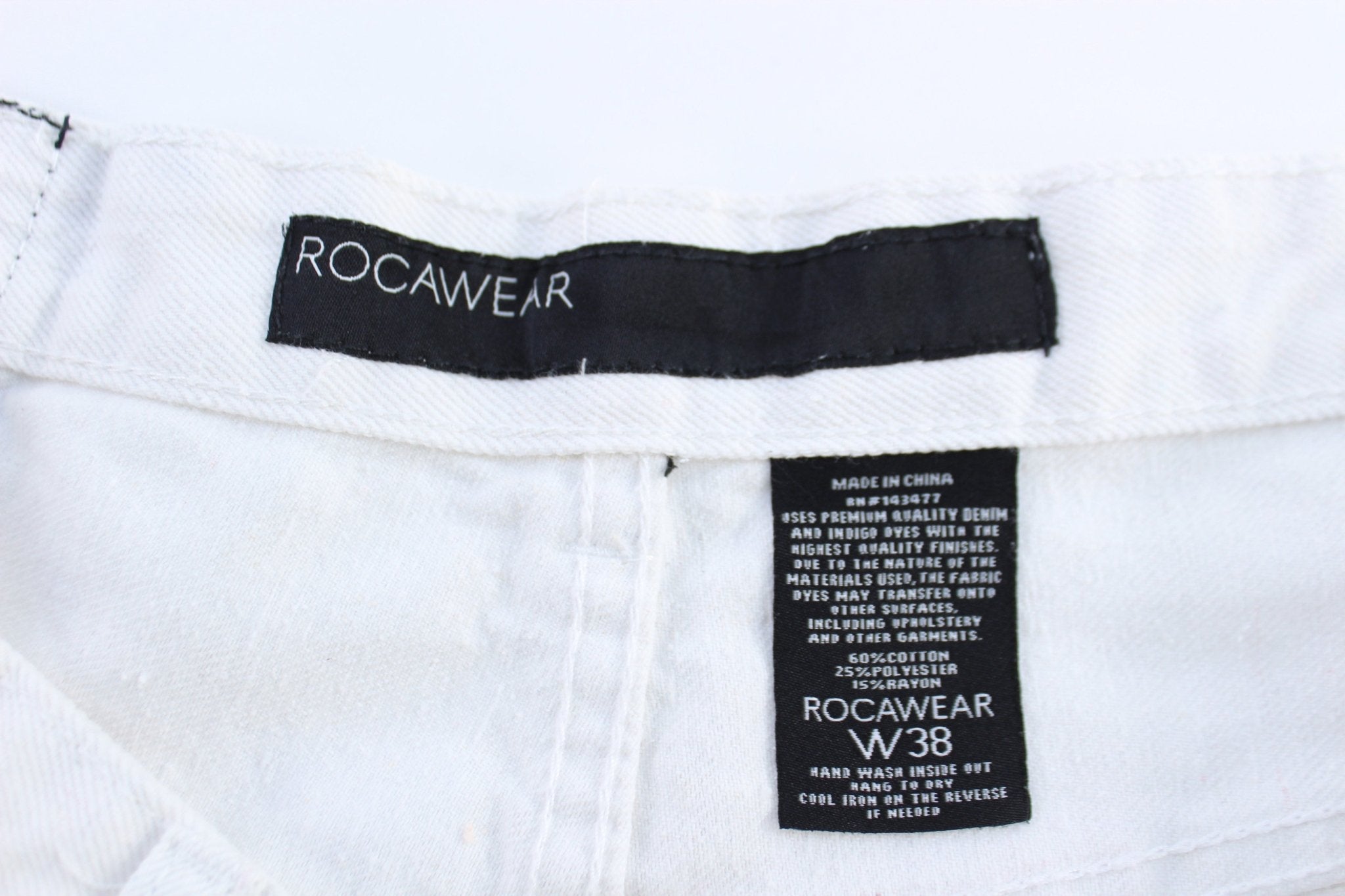 Y2K Rocawear Embroidered White Denim Shorts - Pants/Shorts - Thrifted Threads