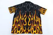 Y2K Sapphire Lounge Flames Graphic Button Down - Button Ups/Downs - Thrifted Threads