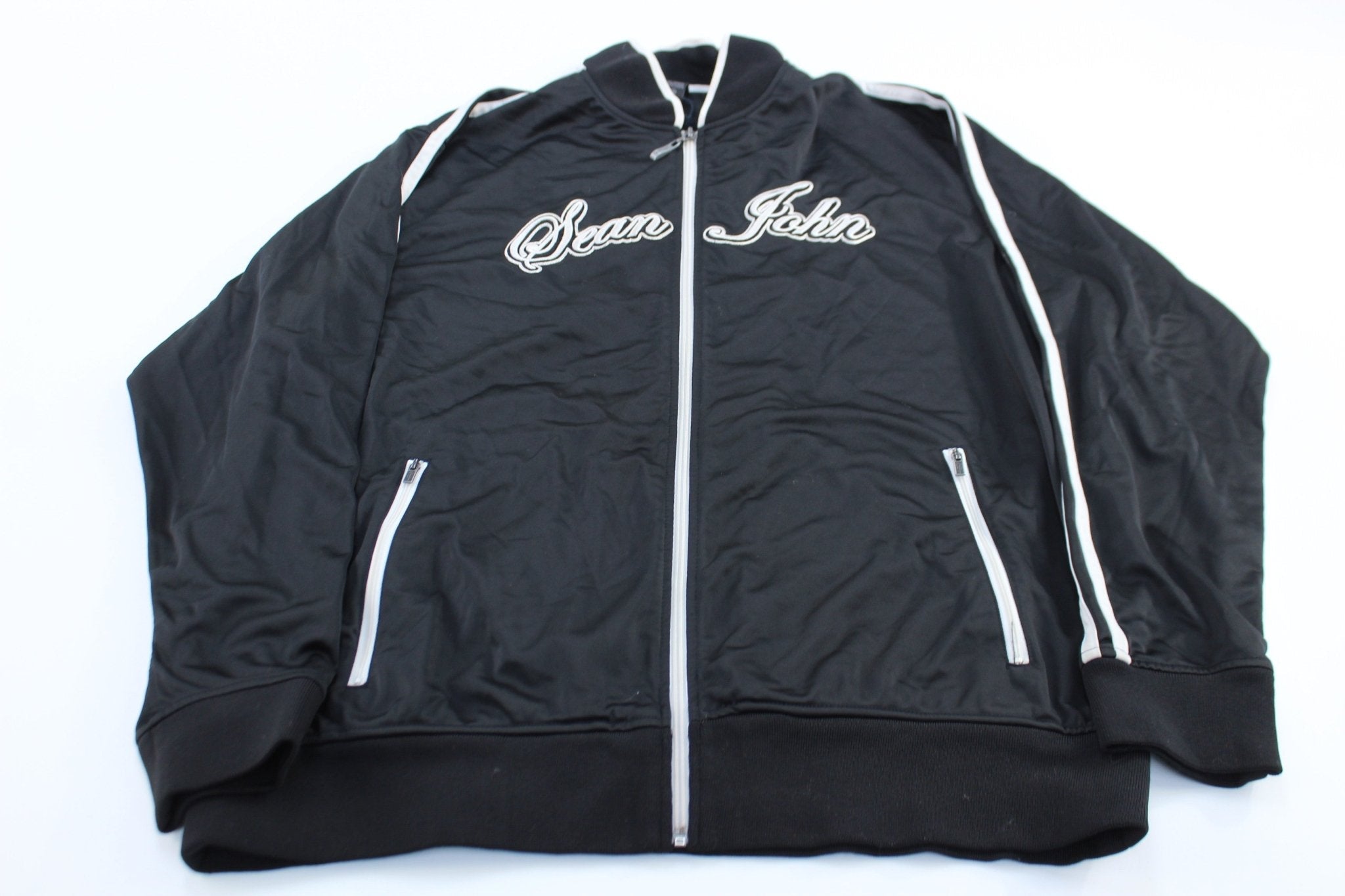 Y2K Sean John Embroidered Black & White Track Jacket - Jackets - Thrifted Threads