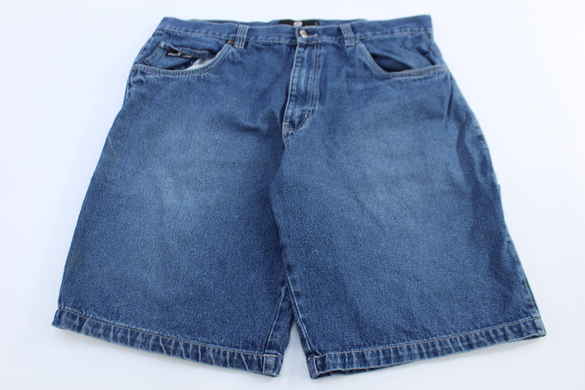 Y2K Urban Edge Dark Wash Denim Shorts - Pants/Shorts - Thrifted Threads
