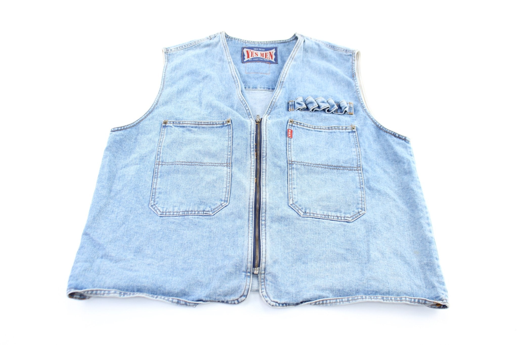 Yes Men Denim Zip Up Vest - ThriftedThreads.com