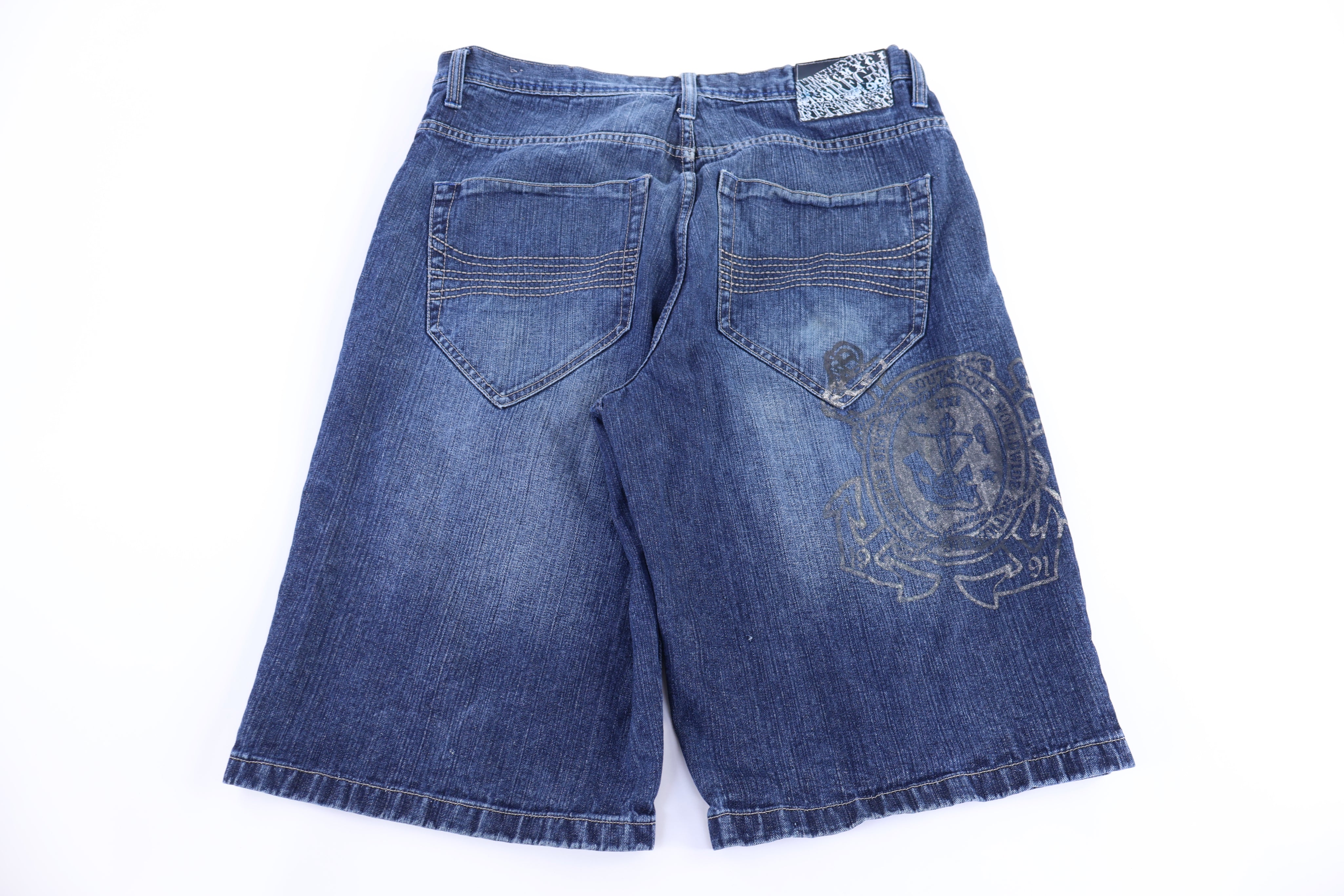 YK Southpole Embroidered Dark Wash Denim Shorts - Pants/Shorts - Thrifted Threads