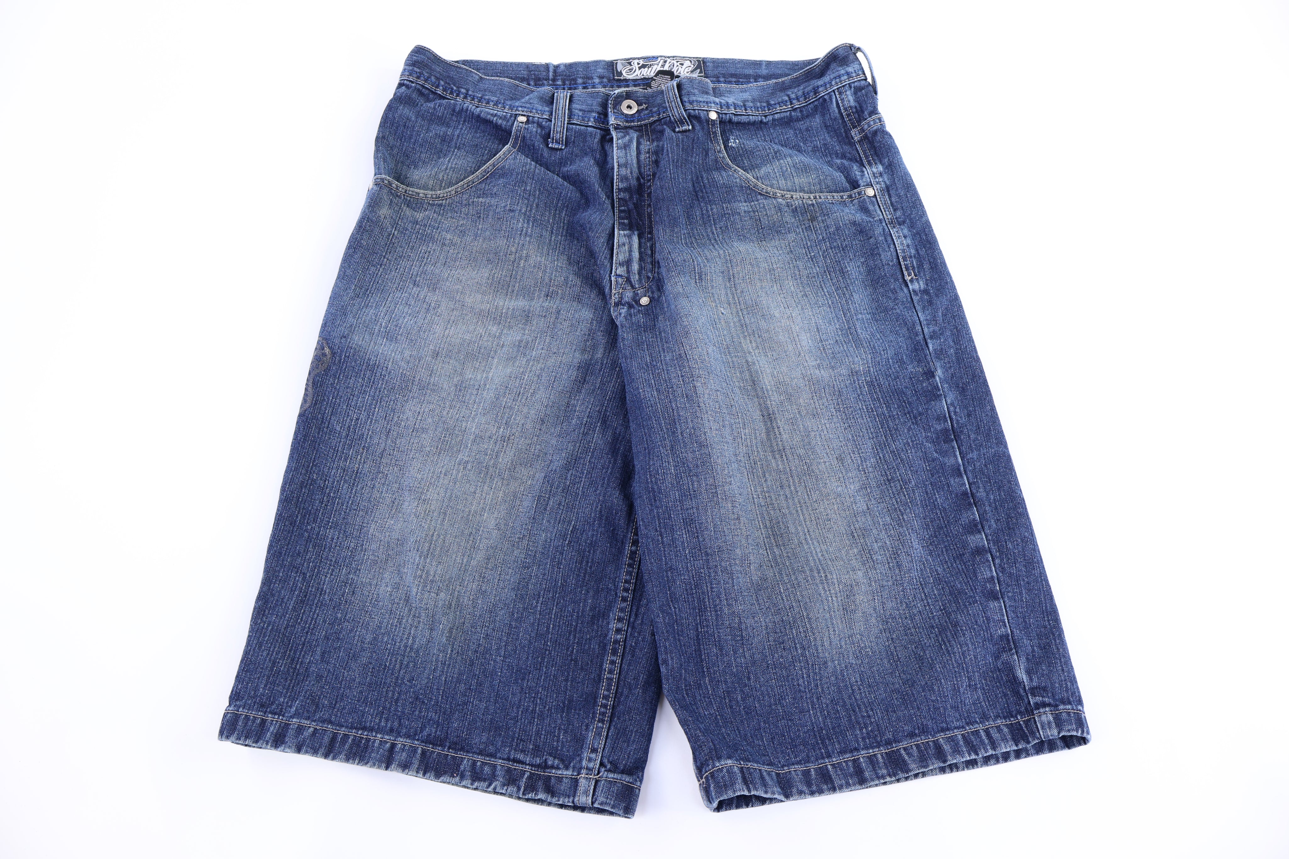 YK Southpole Embroidered Dark Wash Denim Shorts - Pants/Shorts - Thrifted Threads