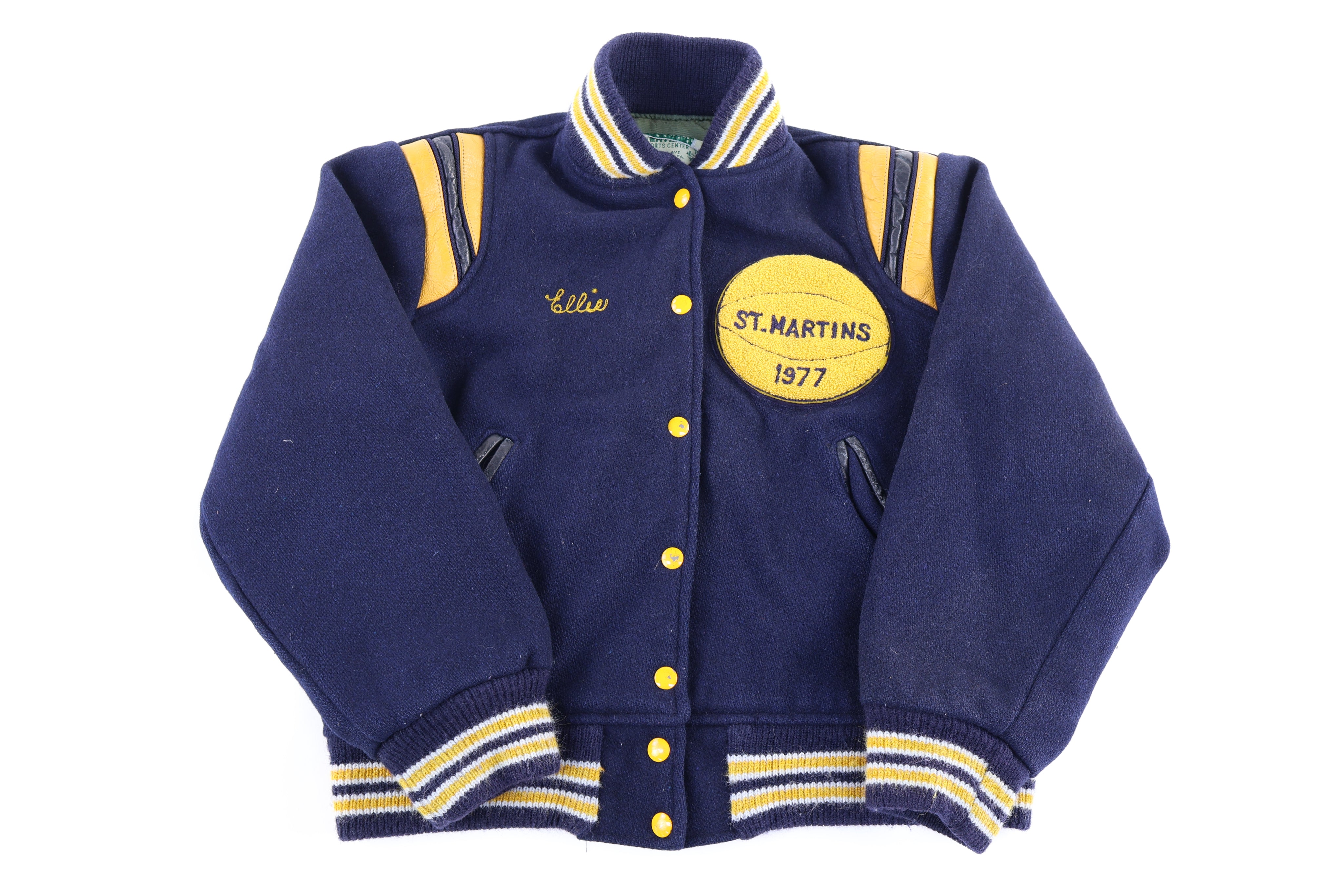 Youth 1977 Yellow & Blue Varsity Jacket - Jacket - Thrifted Threads