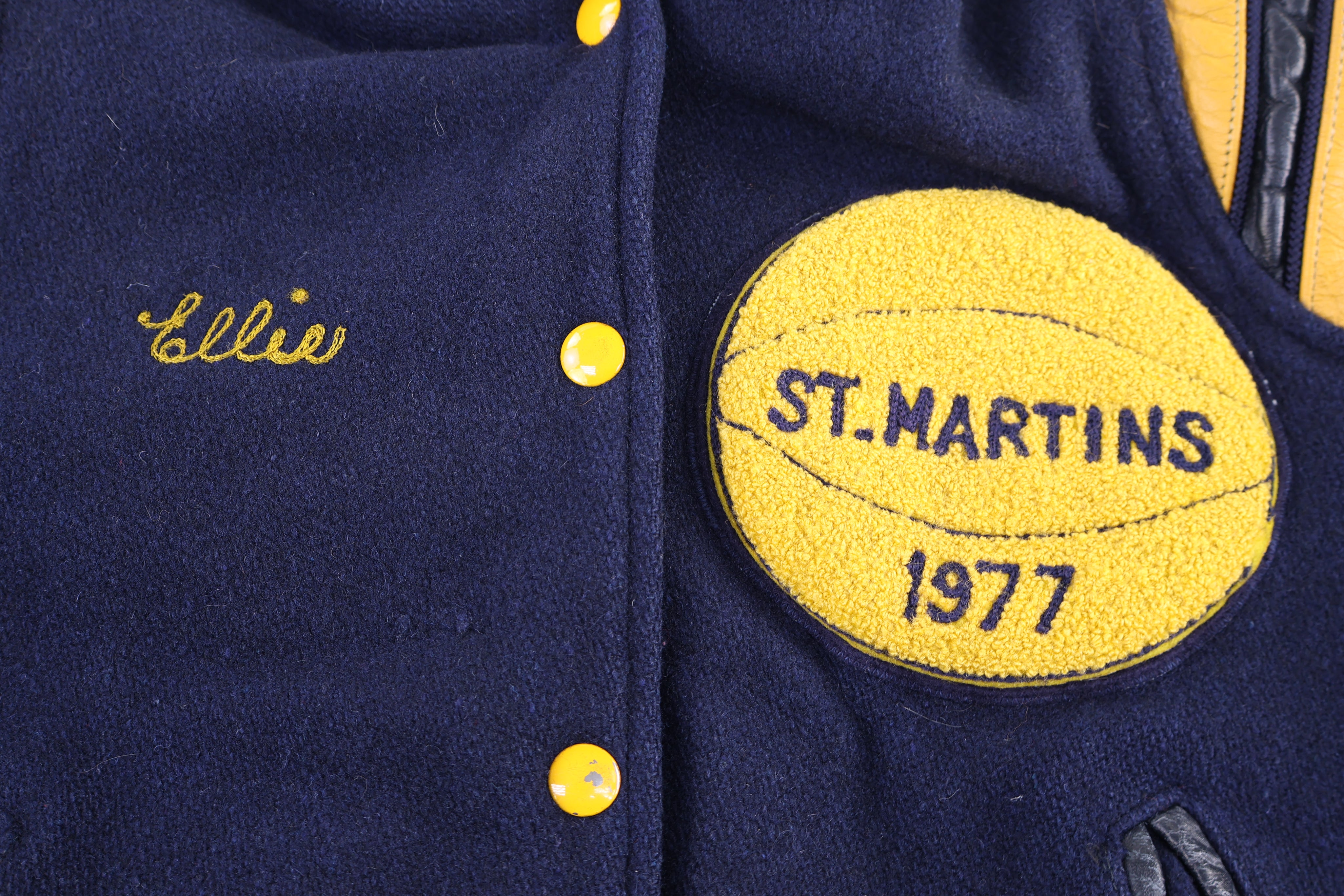 Youth 1977 Yellow & Blue Varsity Jacket - Jacket - Thrifted Threads