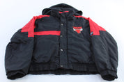 Youth 90's Chicago Bulls Embroidered Logo 7 Puffer Jacket - ThriftedThreads.com