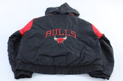 Youth 90's Chicago Bulls Embroidered Logo 7 Puffer Jacket - ThriftedThreads.com