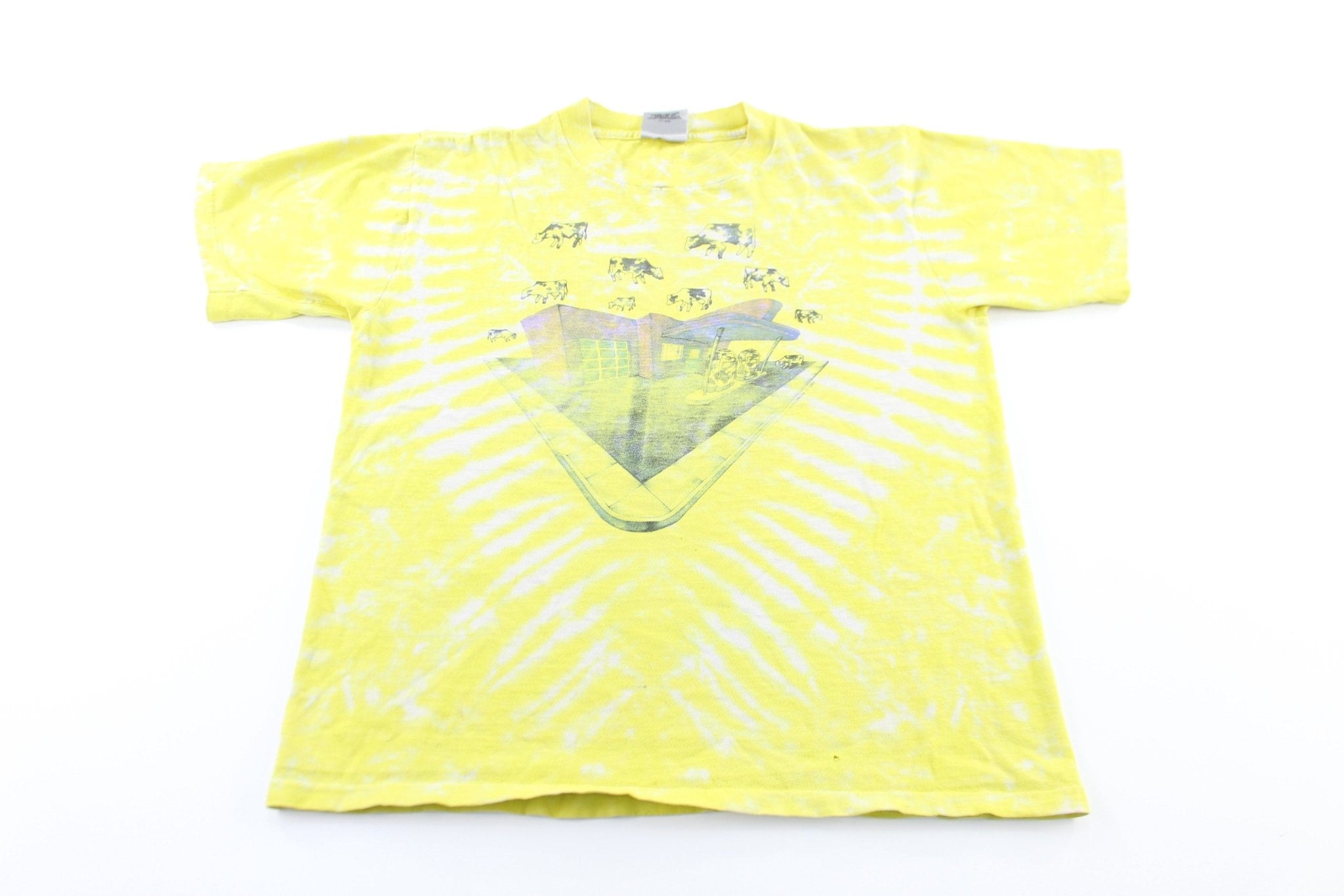 Youth 90's Flying Cows Alien Tie-Dye T-Shirt - ThriftedThreads.com