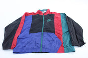 Youth 90's Nike Embroidered Logo Multicolored Zip Up Jacket - ThriftedThreads.com