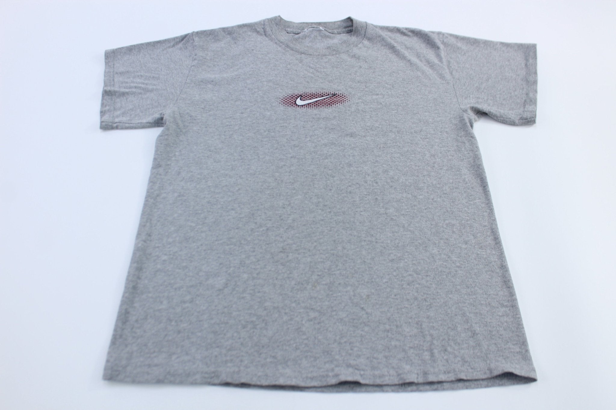 Youth 90's Nike Logo Grey T-Shirt - ThriftedThreads.com