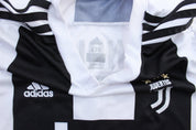 Youth Adidas Embroidered Logo Juventus Cristiano Ronaldo Soccer Striped Jersey - ThriftedThreads.com