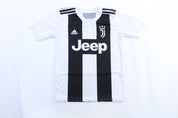 Youth Adidas Embroidered Logo Juventus Cristiano Ronaldo Soccer Striped Jersey - ThriftedThreads.com