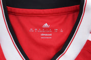 Youth Adidas Embroidered Logo Manchester United Striped Soccer Jersey - ThriftedThreads.com