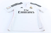 Youth Adidas Embroidered Logo Real Madrid Striped Soccer Jersey - ThriftedThreads.com