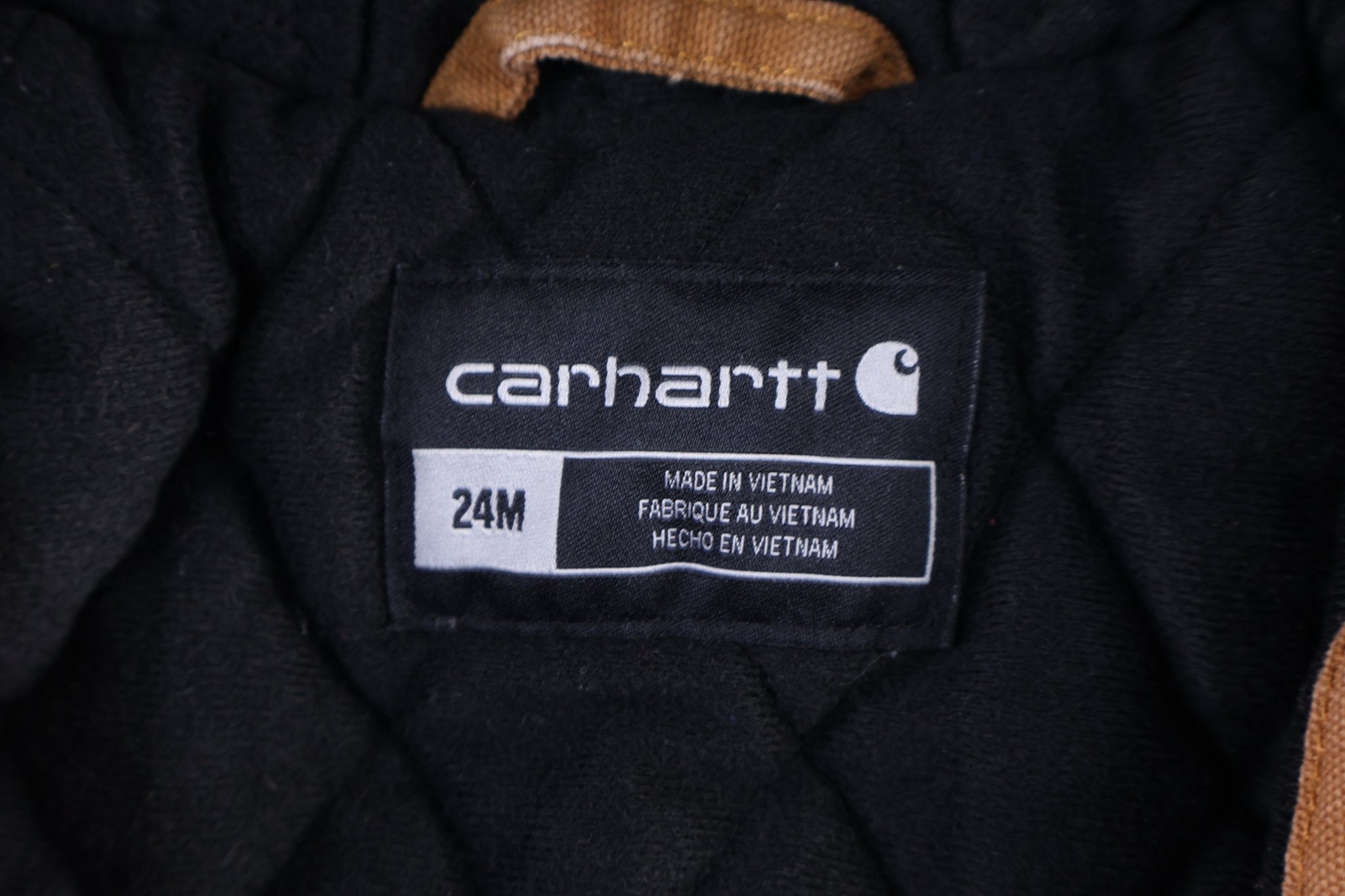 Youth Carhartt Logo Patch Tan Full Zip Jacket - Jacket - Thrifted Threads