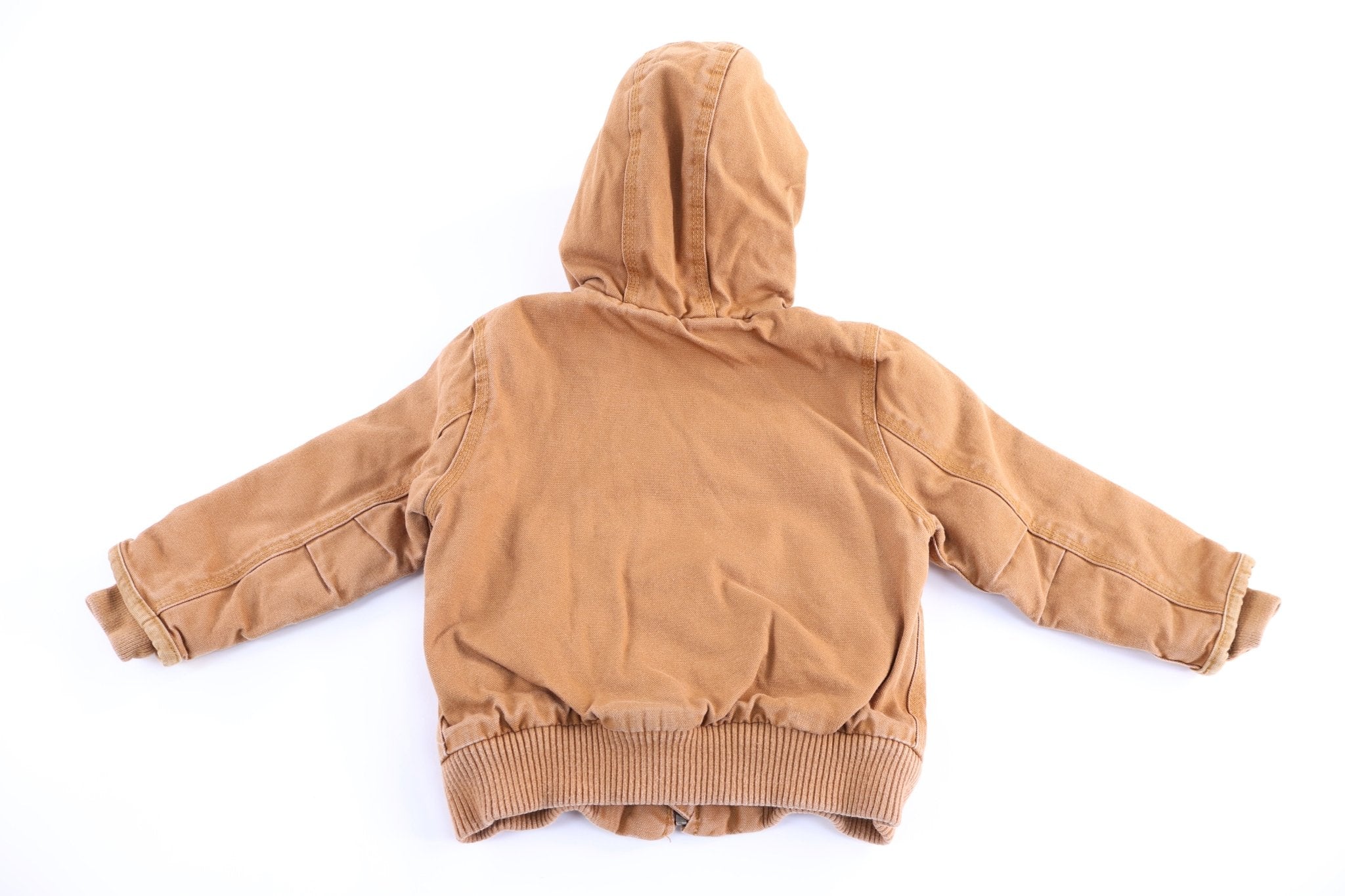 Youth Carhartt Logo Patch Tan Full Zip Jacket - Jacket - Thrifted Threads