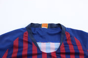 Youth FC Barcelona Embroidered Patch Striped Soccer Jersey - ThriftedThreads.com